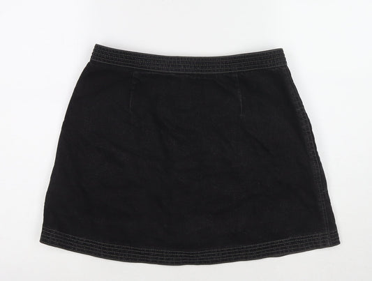 Cooperative Womens Black Cotton A-Line Skirt Size M Zip
