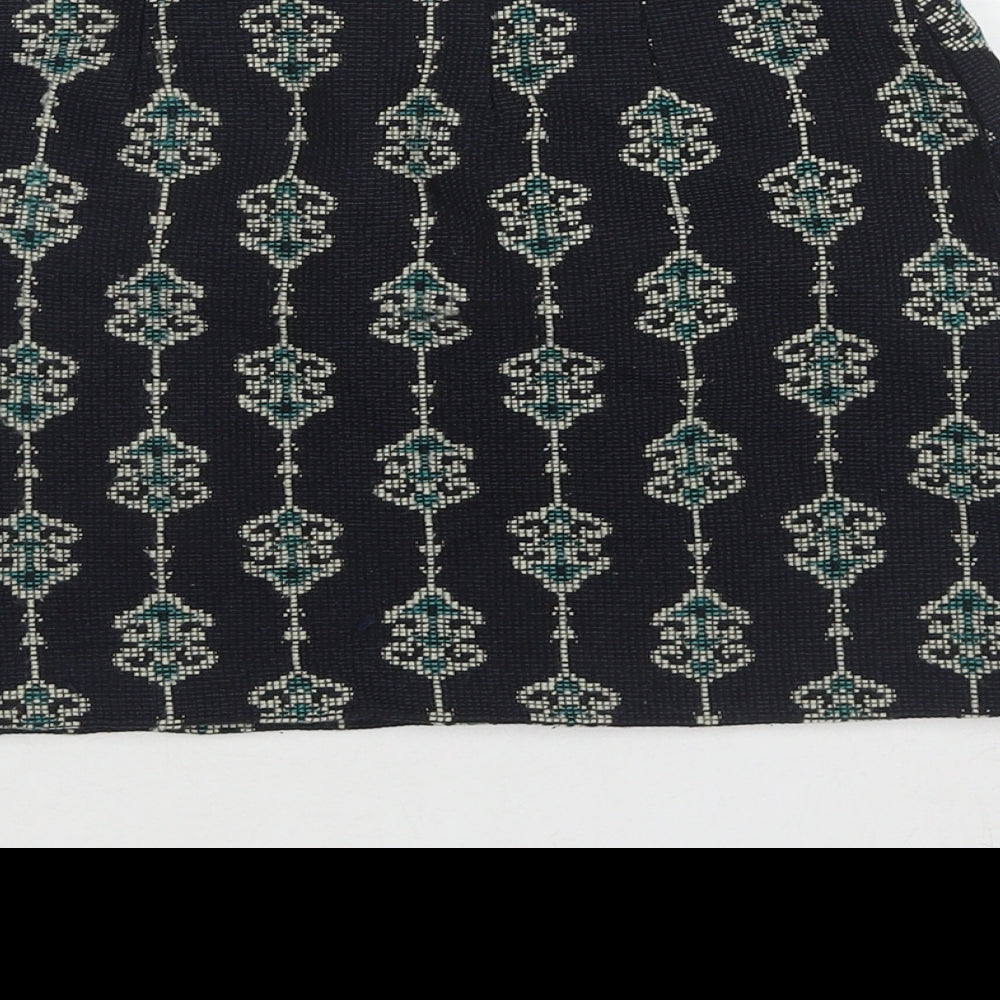 Zara Womens Blue Geometric Polyester Mini Skirt Size S Zip - Embraided