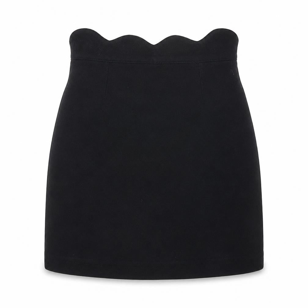 Front view of Cooperative women’s black polyester a-line skirt, size XS, zip