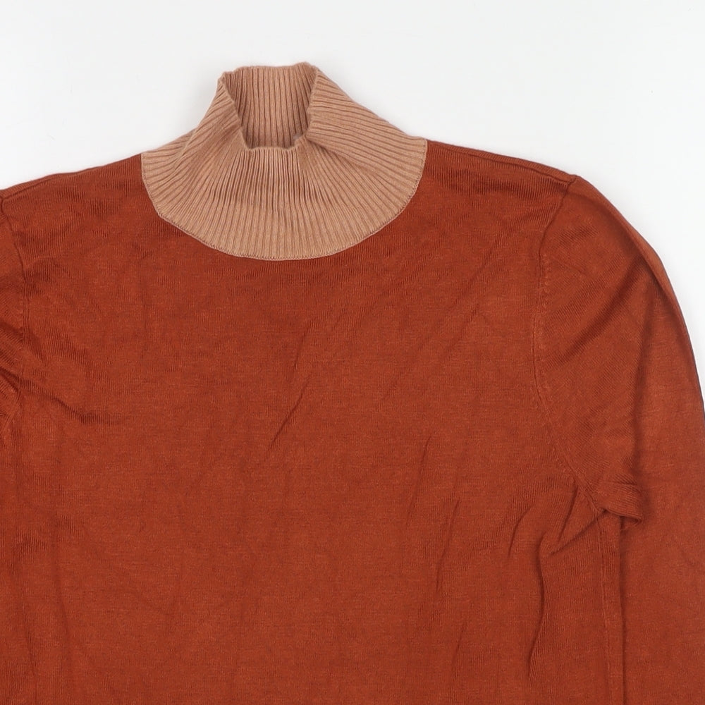 Warehouse Womens Brown Round Neck Viscose Pullover Jumper Size 12