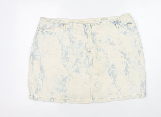 Variations Womens Ivory Cotton A-Line Skirt Size 22 Zip - Tie-dye