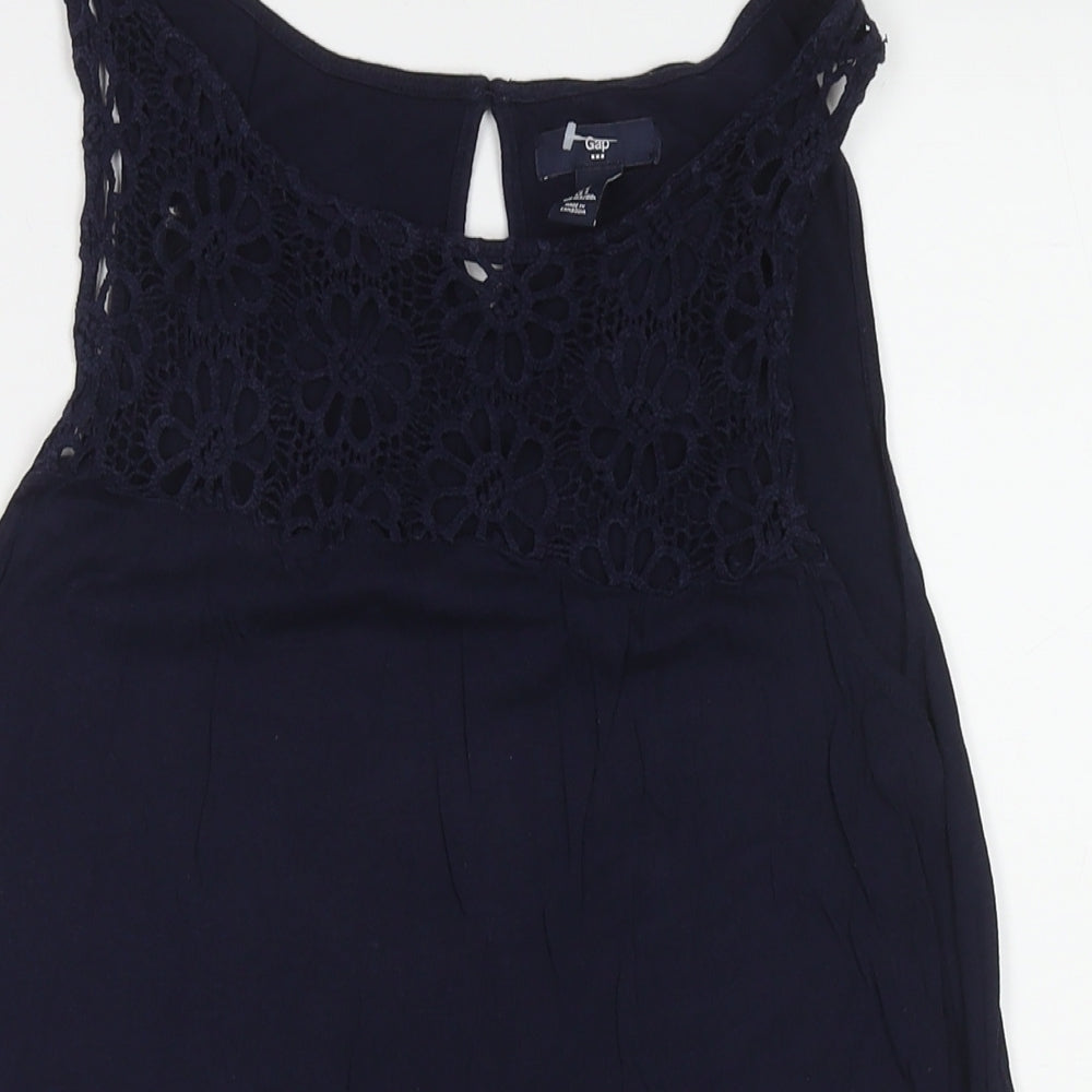 Gap Womens Blue Polyester Basic Tank Size S Round Neck