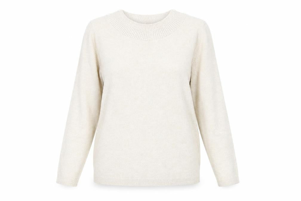 Classics Womens Beige Round Neck Acrylic Pullover Jumper Size M
