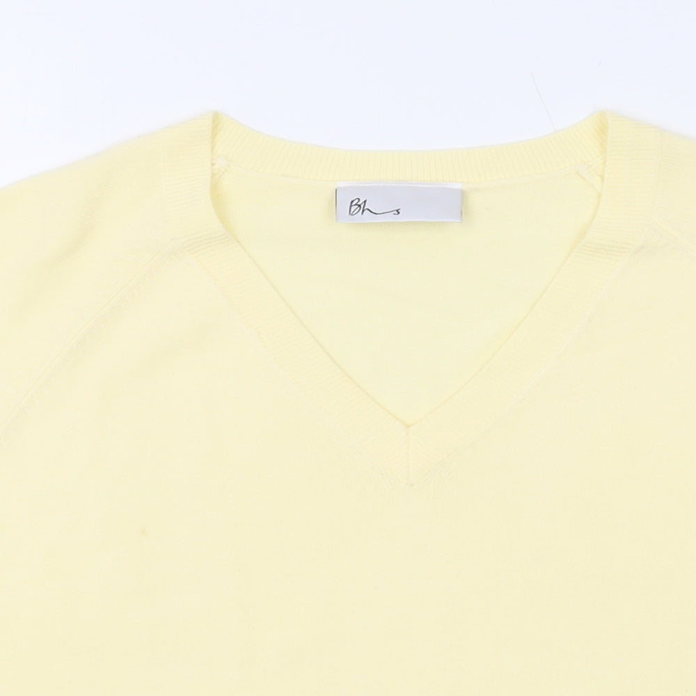 BHS Womens Yellow V-Neck Acrylic Pullover Jumper Size 14