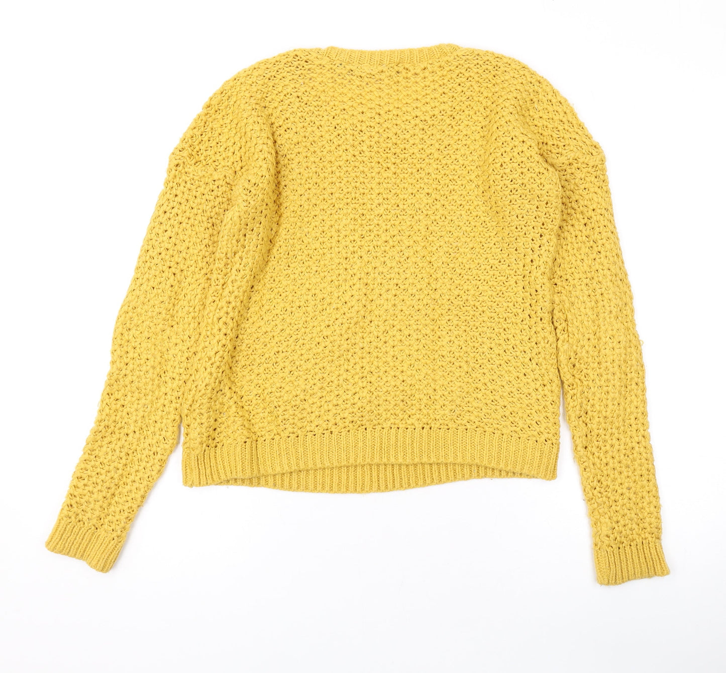New Look Womens Yellow Round Neck Acrylic Pullover Jumper Size 8