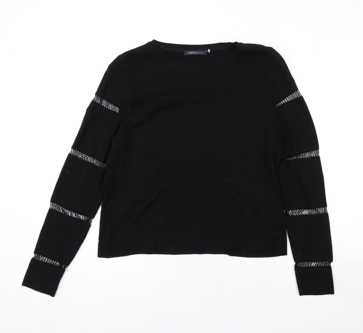Marks and Spencer Womens Black Round Neck Viscose Pullover Jumper Size 12
