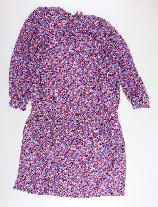 Dan Howard Matrnities Womens Multicoloured Floral Polyester A-Line Size 12 Collared Button - Vintage