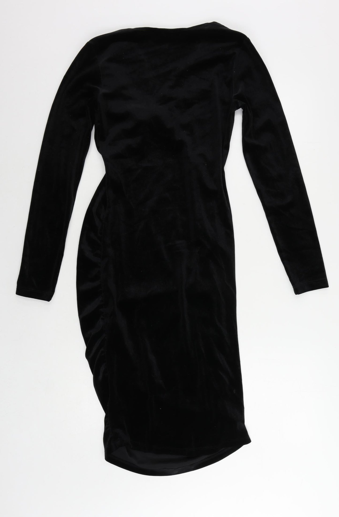 H&M Womens Black Polyester Bodycon Size S V-Neck Pullover