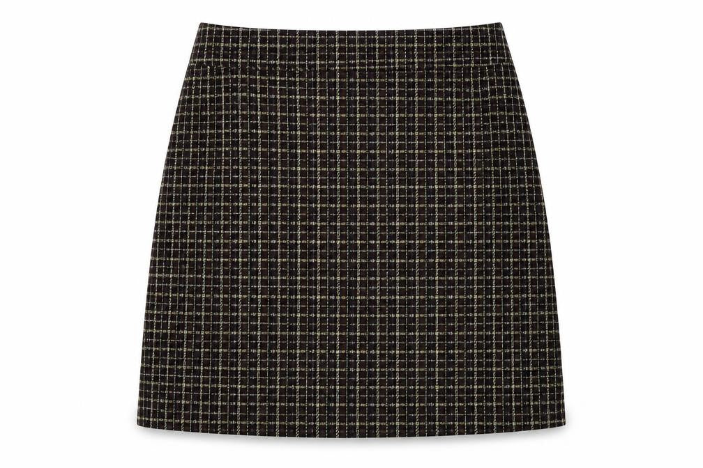 LOFT Womens Black Check Polyester Mini Skirt Size S - Elastic Waist Pockets
