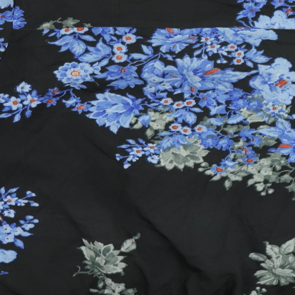 Therapy Womens Black Floral Polyester Basic Blouse Size 10 V-Neck