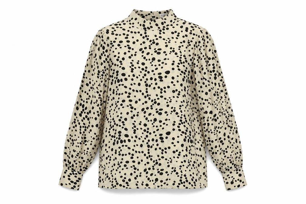 Pretty Lavish Womens Beige Animal Print Polyester Basic Blouse Size S Mock Neck - Size S-M