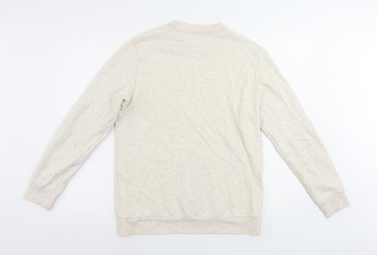 Find Mens Beige Cotton Pullover Sweatshirt Size S
