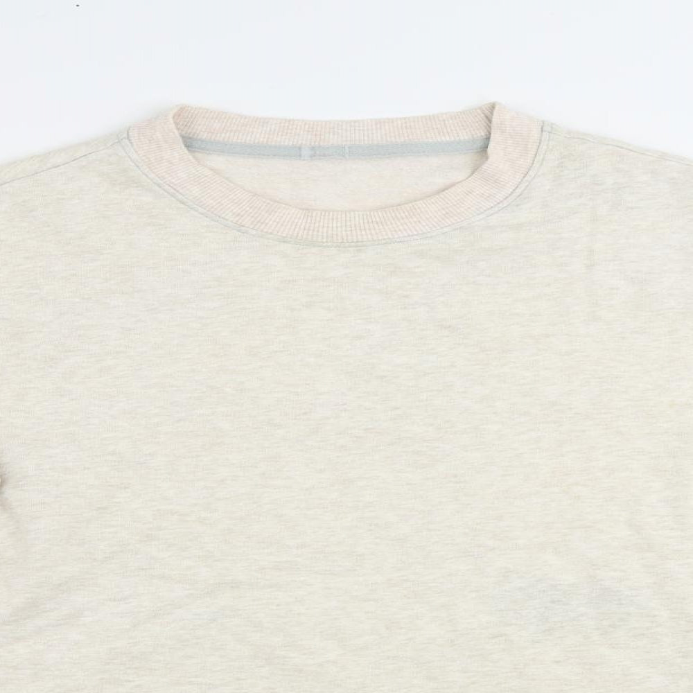 Find Mens Beige Cotton Pullover Sweatshirt Size S