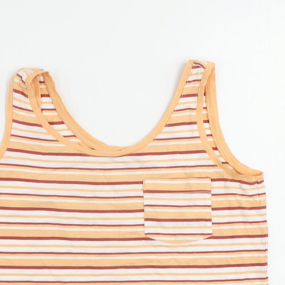 NEXT Womens Orange Striped Cotton Basic Tank Size 6 Scoop Neck