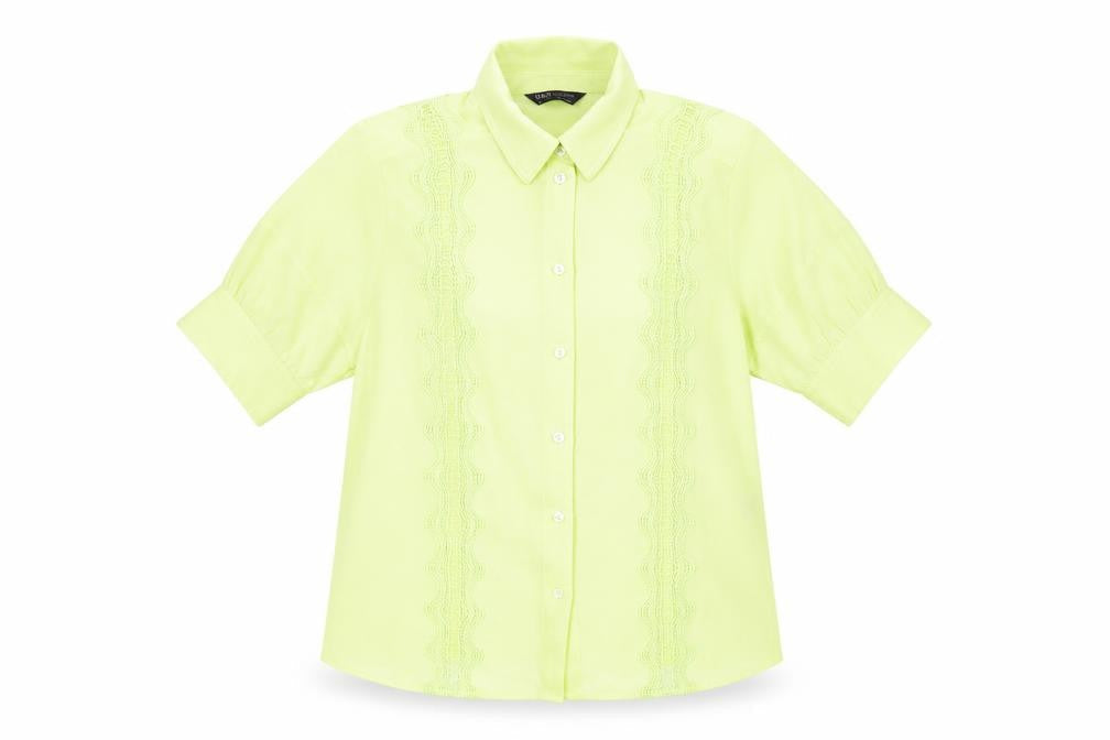 Marks and Spencer Womens Yellow Polyester Basic Button-Up Size 12 Collared