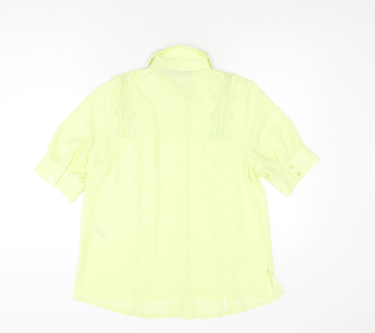 Marks and Spencer Womens Yellow Polyester Basic Button-Up Size 12 Collared