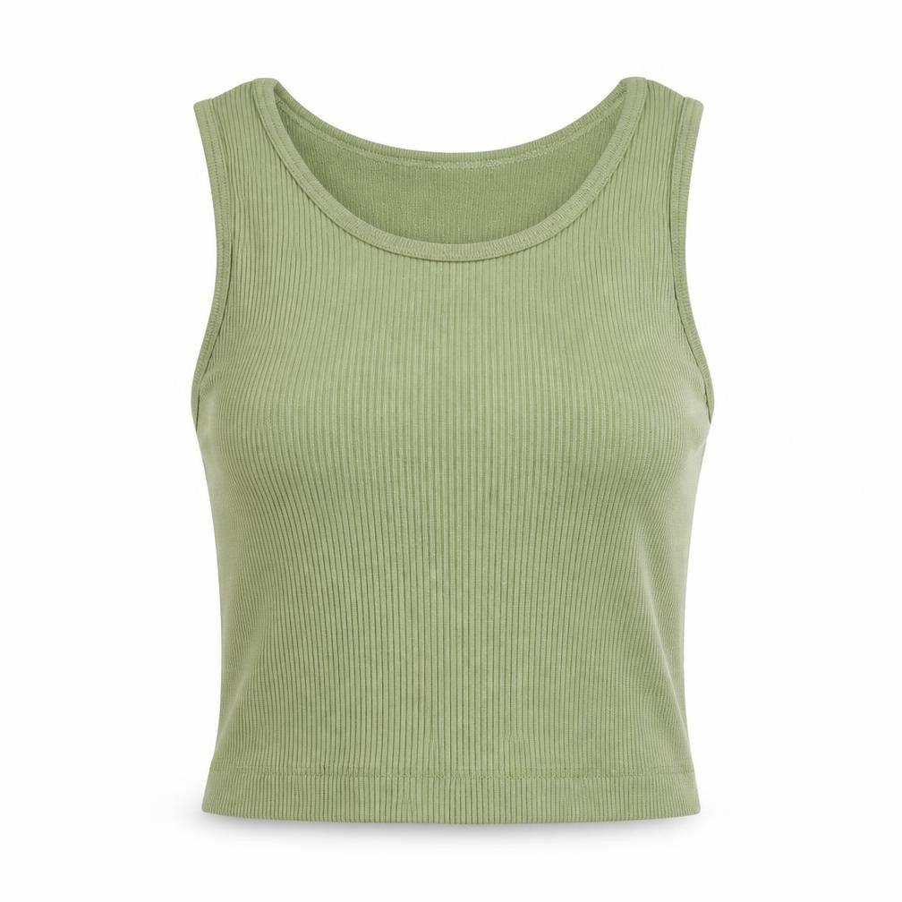 PRETTYLITTLETHING Womens Green Polyester Cropped T-Shirt Size XS Round Neck