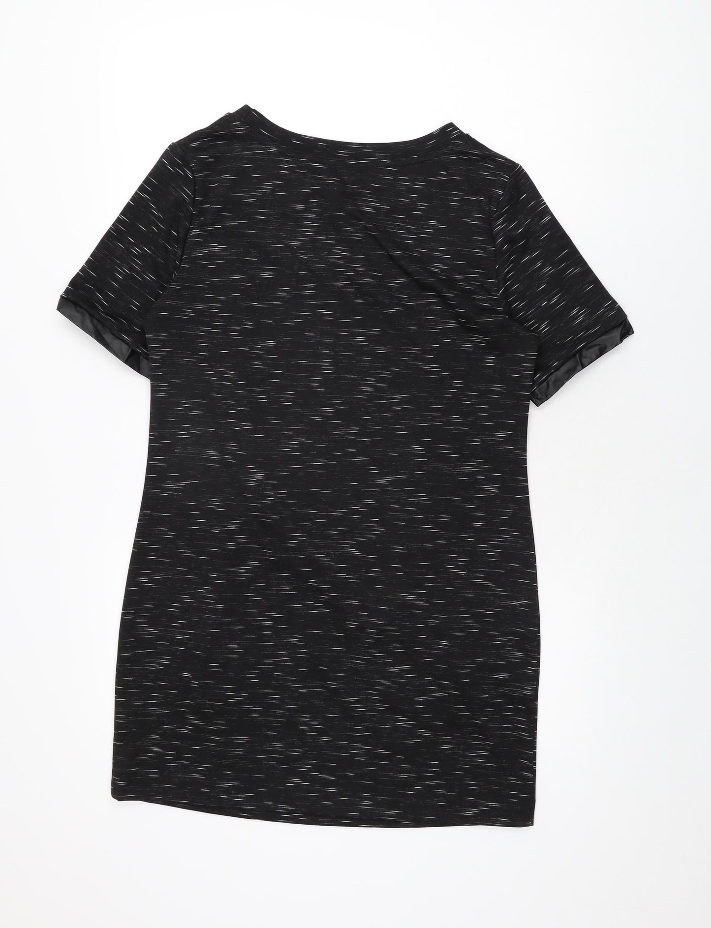 Marks and Spencer Womens Black Geometric Polyester Shift Size 12 Round Neck Pullover