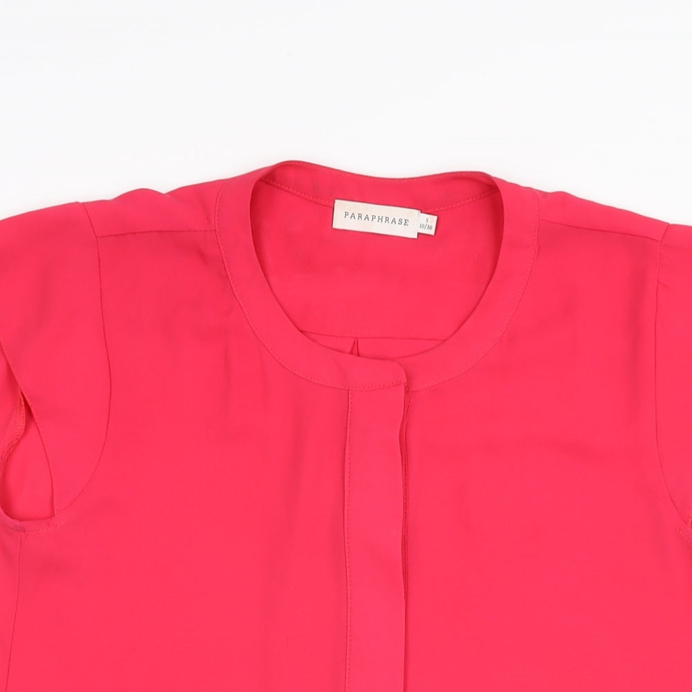 Paraphrase Womens Pink Polyester Basic Blouse Size 10 Round Neck