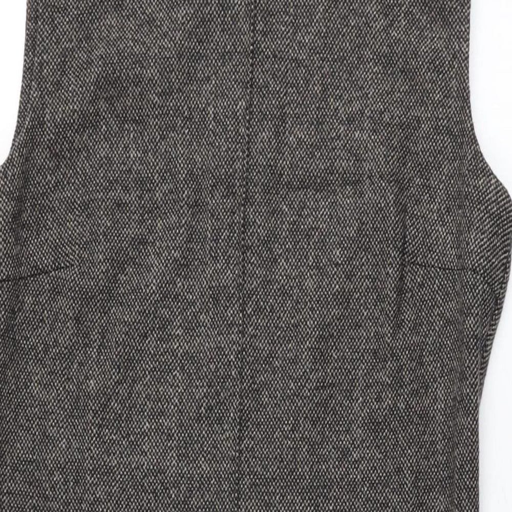 Mango Womens Grey Polyester Bodycon Size M Round Neck Zip