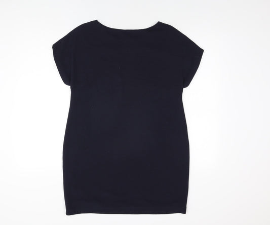 Celuu Womens Blue Viscose Shift Size 12 Boat Neck Pullover