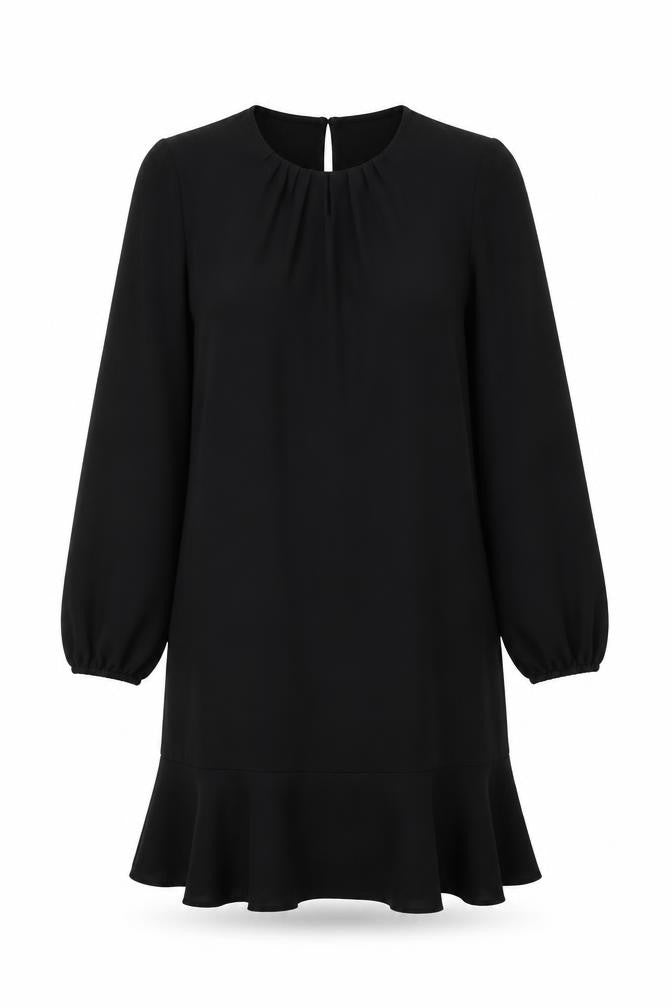 Marks and Spencer Womens Black Polyester Shift Size 10 Round Neck Button