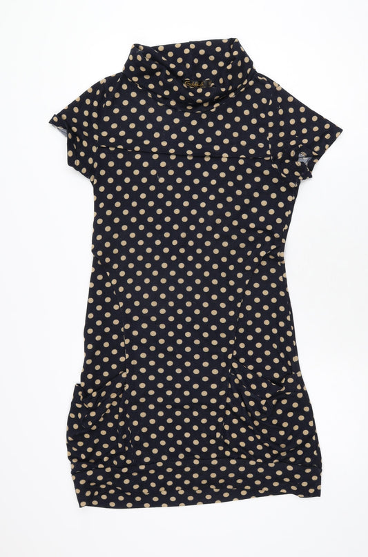 Goldkid Womens Blue Polka Dot Polyester Shift Size L Round Neck Pullover