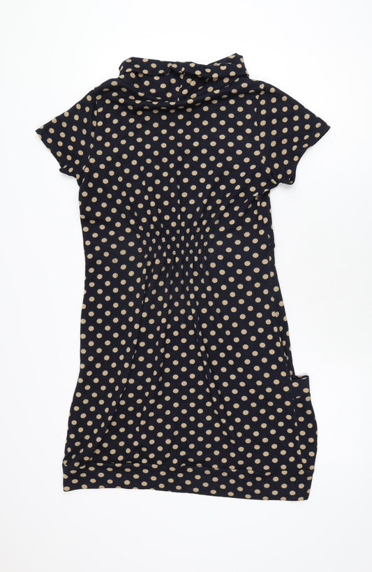 Goldkid Womens Blue Polka Dot Polyester Shift Size L Round Neck Pullover