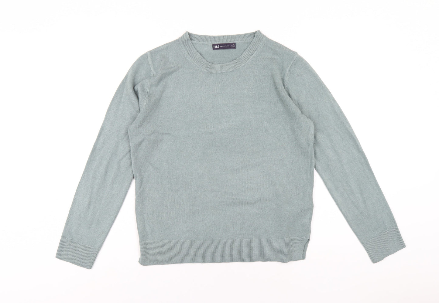 Marks and Spencer Womens Green Crew Neck Acrylic Pullover Jumper Size 12