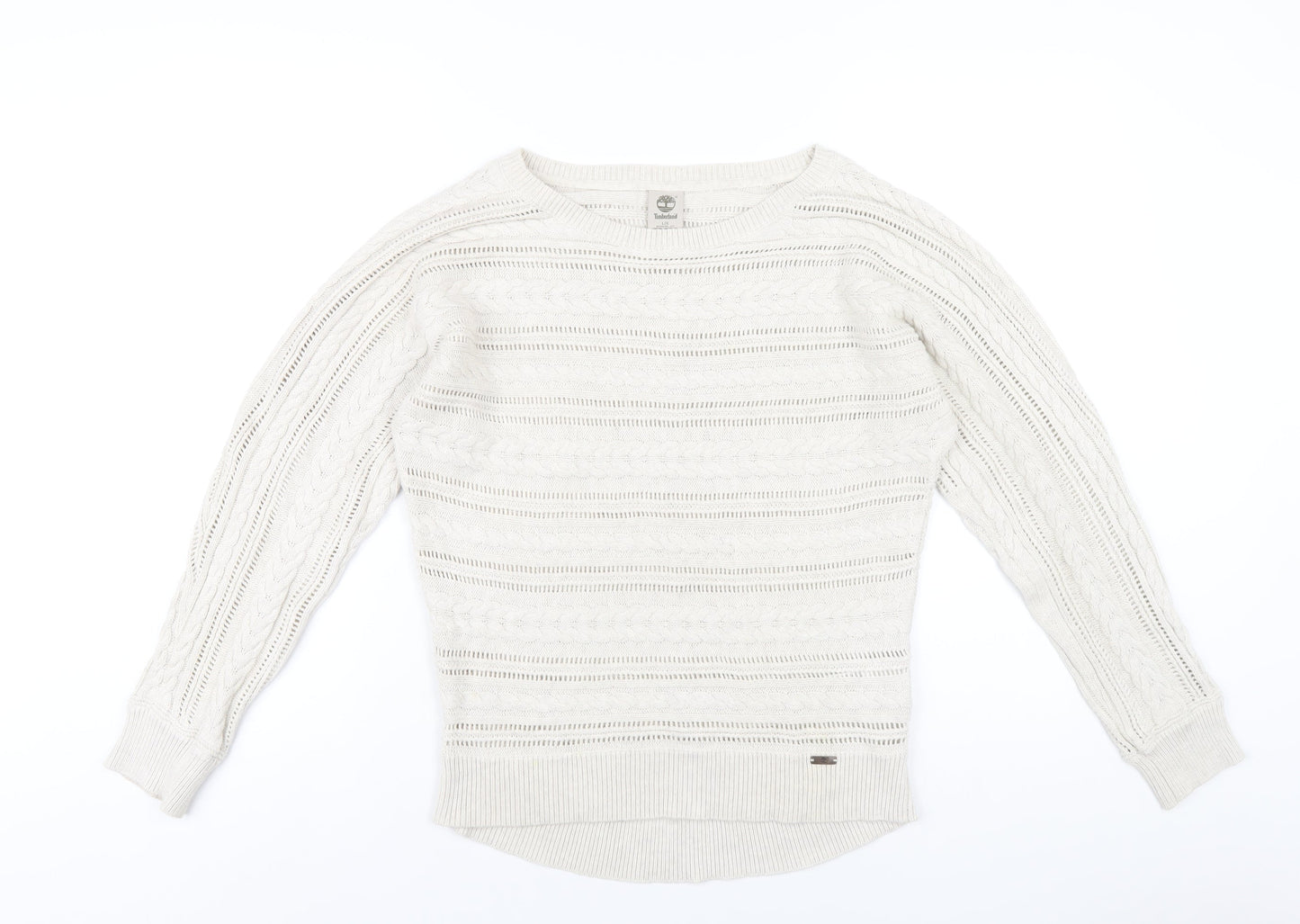 Timberland Womens Beige Round Neck Cotton Pullover Jumper Size L