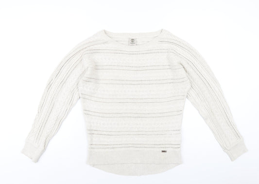 Timberland Womens Beige Round Neck Cotton Pullover Jumper Size L