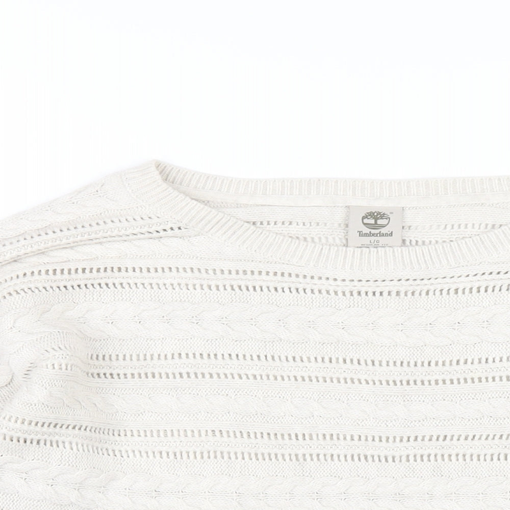 Timberland Womens Beige Round Neck Cotton Pullover Jumper Size L