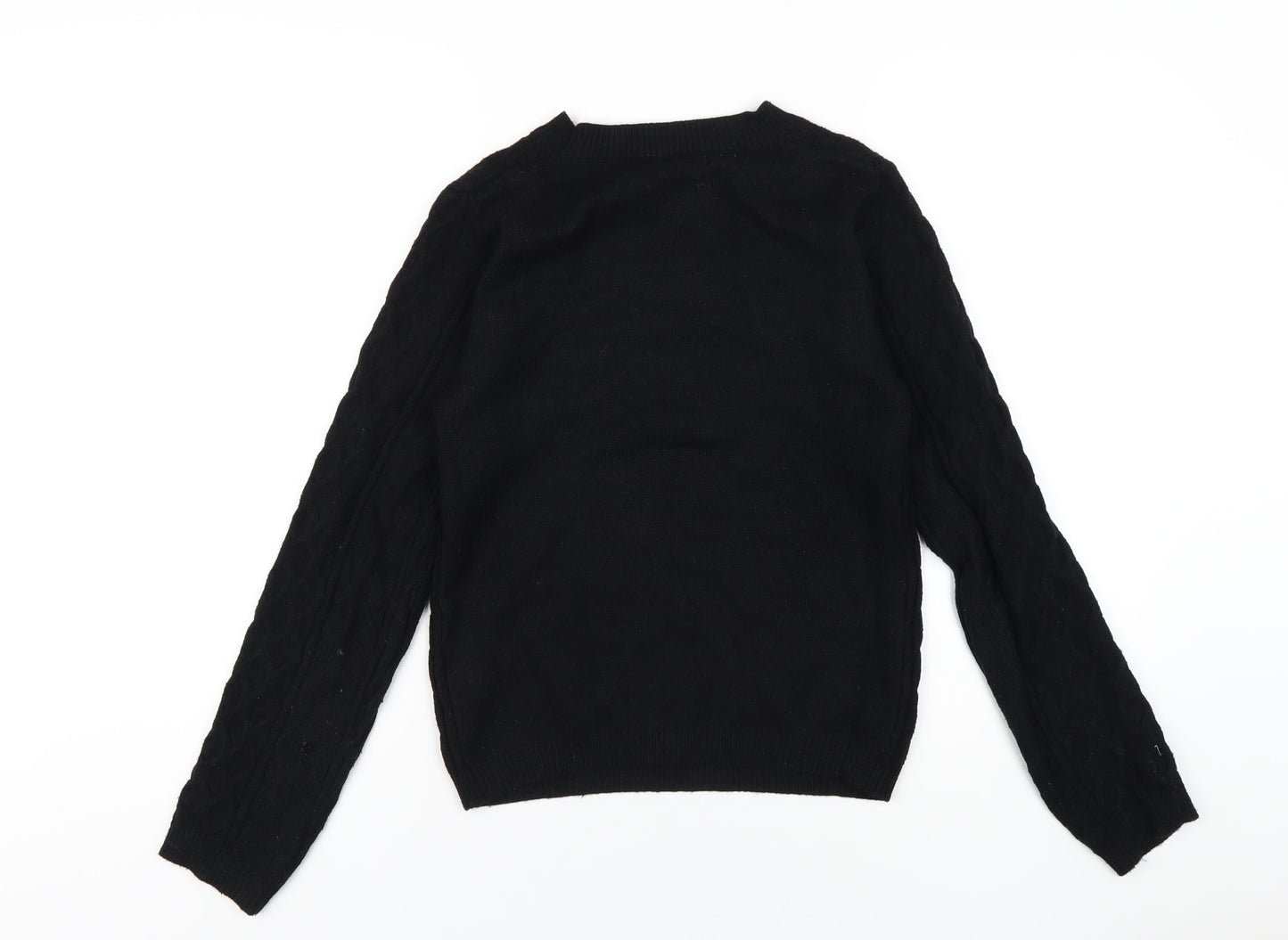 Quiz Womens Black Crew Neck Viscose Pullover Jumper Size S