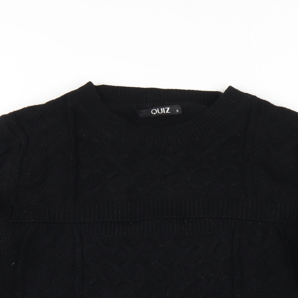 Quiz Womens Black Crew Neck Viscose Pullover Jumper Size S