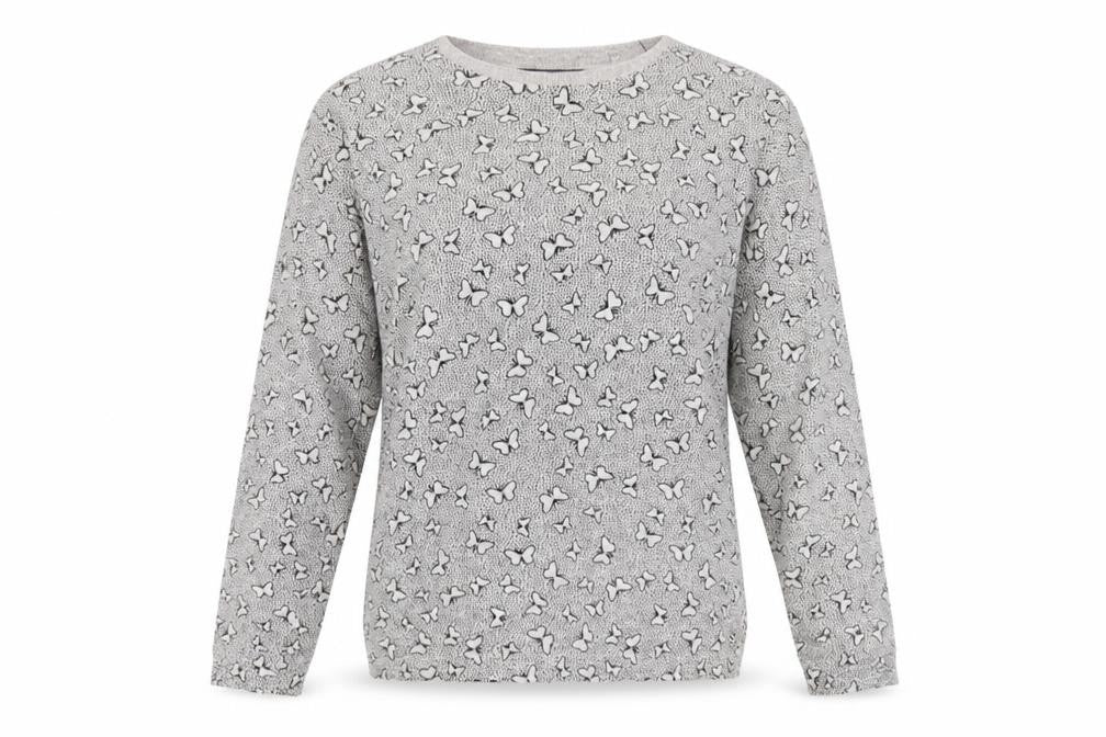 Marks and Spencer Womens Grey Round Neck Geometric Viscose Pullover Jumper Size 12