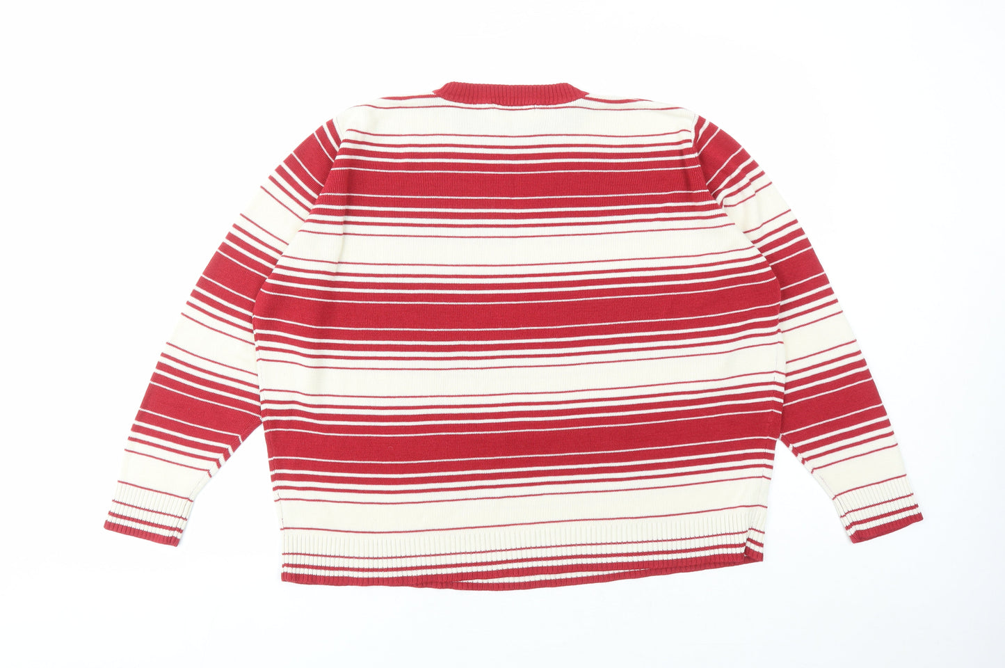 Berkertex Womens Red Round Neck Striped Acrylic Pullover Jumper Size 22 - Size 22-24