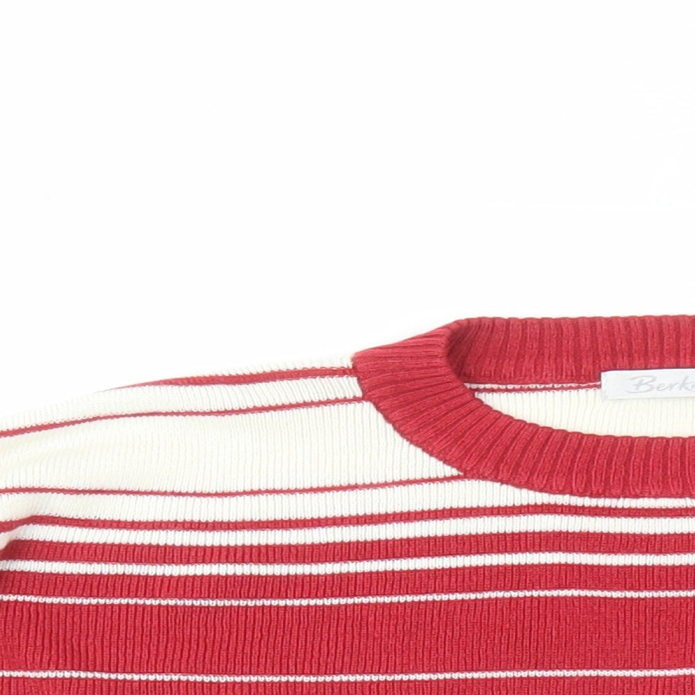 Berkertex Womens Red Round Neck Striped Acrylic Pullover Jumper Size 22 - Size 22-24
