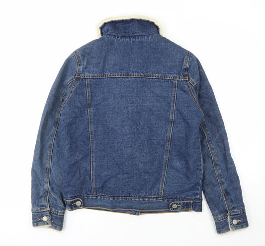Denim & Co. Womens Blue Jacket Size 8 Button