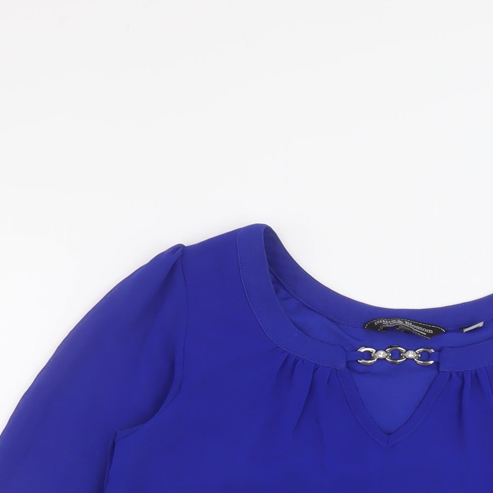Dorothy Perkins Womens Blue Polyester Basic Blouse Size 6 Round Neck
