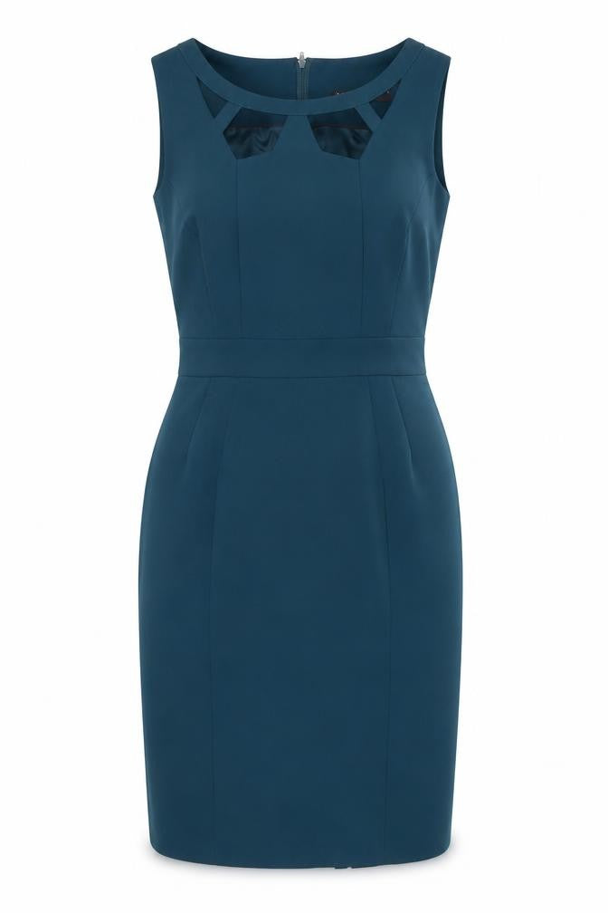 Dorothy Perkins Womens Green Polyester Sheath Size 12 Round Neck Zip