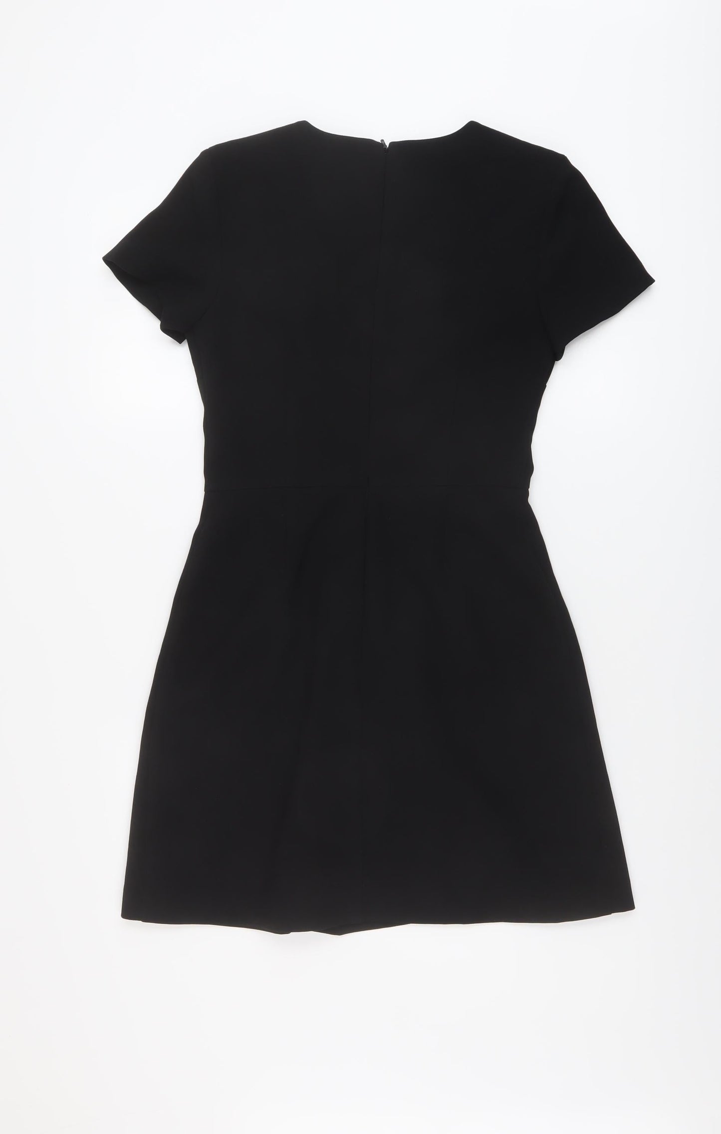 Warehouse Womens Black Polyester A-Line Size 8 Round Neck Zip