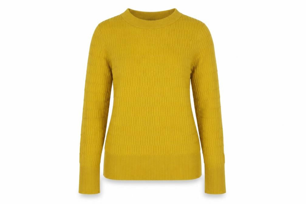 Marks and Spencer Womens Yellow Round Neck Viscose Pullover Jumper Size 10