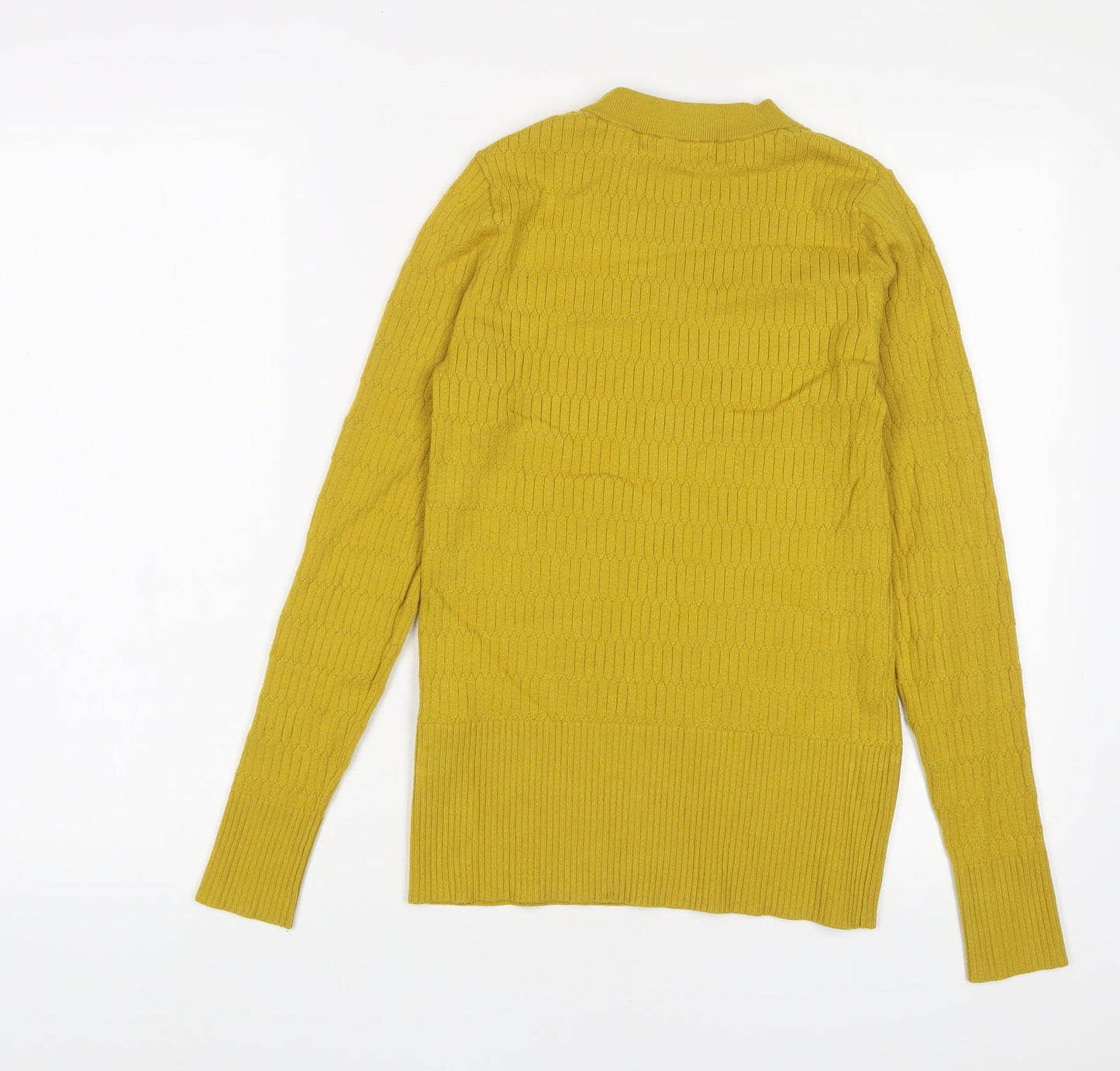 Marks and Spencer Womens Yellow Round Neck Viscose Pullover Jumper Size 10
