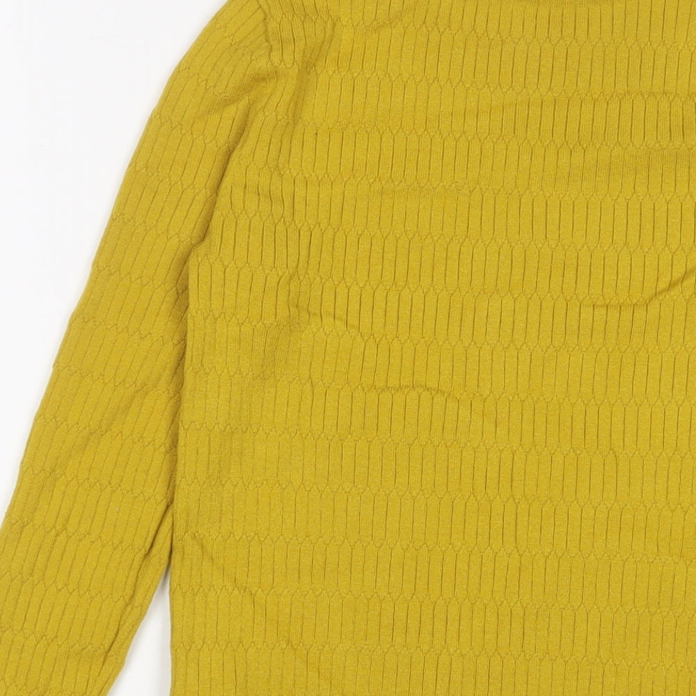Marks and Spencer Womens Yellow Round Neck Viscose Pullover Jumper Size 10