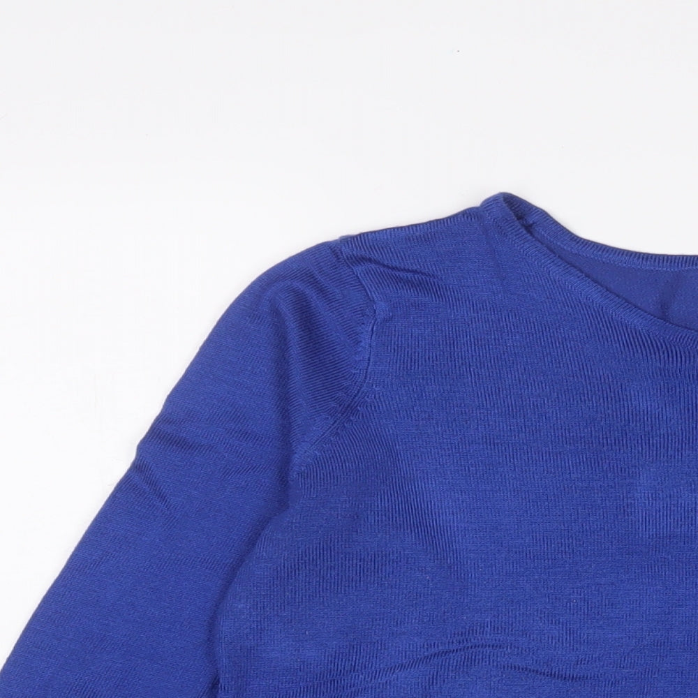 La Redoute Womens Blue Boat Neck Acrylic Pullover Jumper Size 14 - Bows