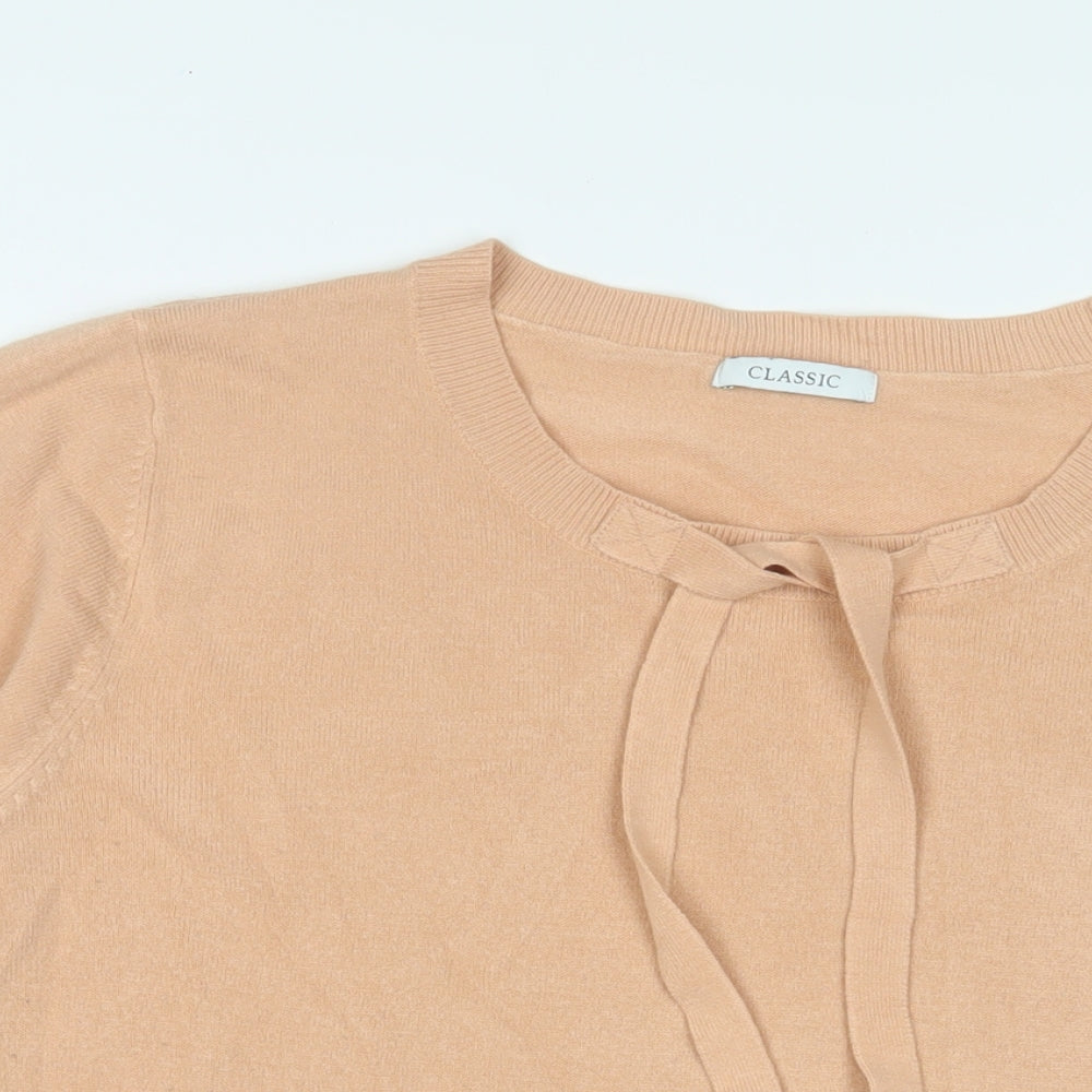 Marks and Spencer Womens Beige Crew Neck Acrylic Pullover Jumper Size 24