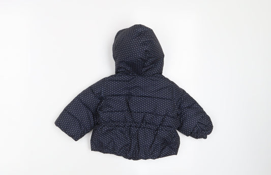 Gap Girls Blue Polka Dot Biker Coat Size 3-6 Months Button