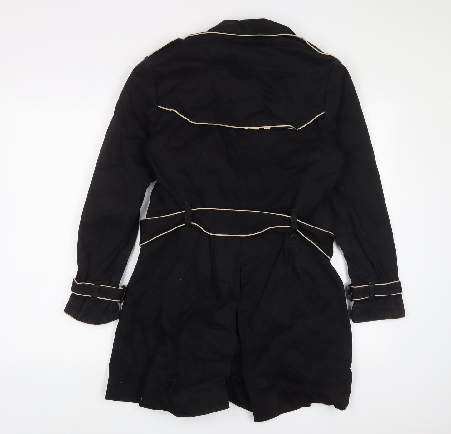 Gap Womens Black Overcoat Jacket Size S Button - Belted
