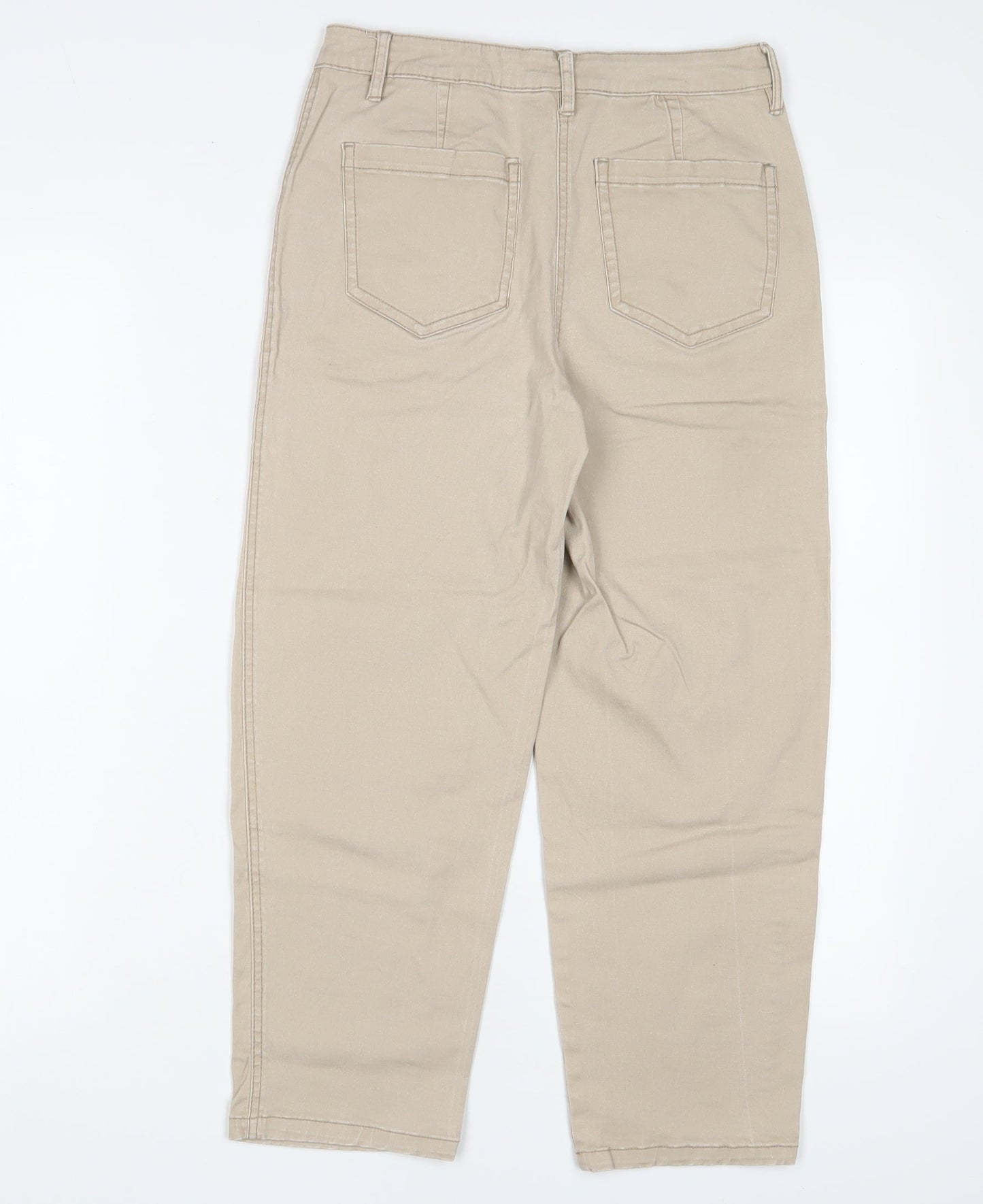 Papaya Womens Beige Cotton Straight Jeans Size 8 L23 in Regular Zip