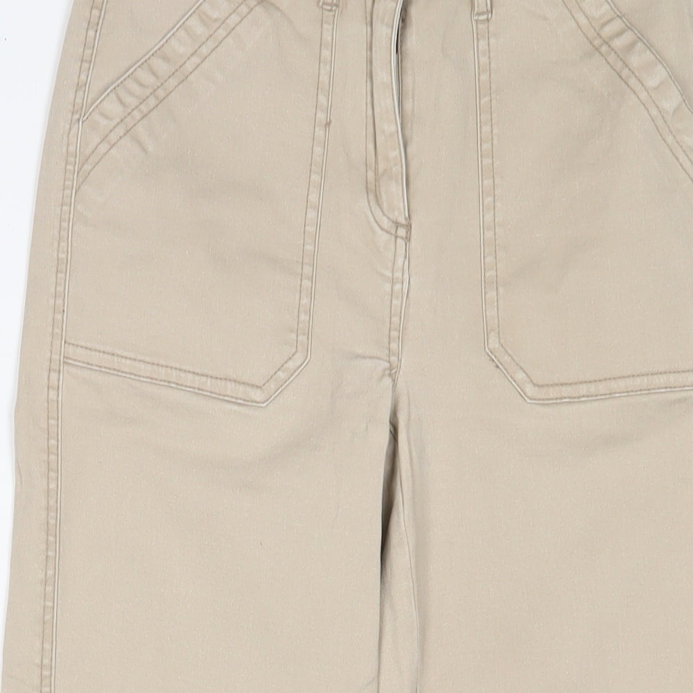 Papaya Womens Beige Cotton Straight Jeans Size 8 L23 in Regular Zip